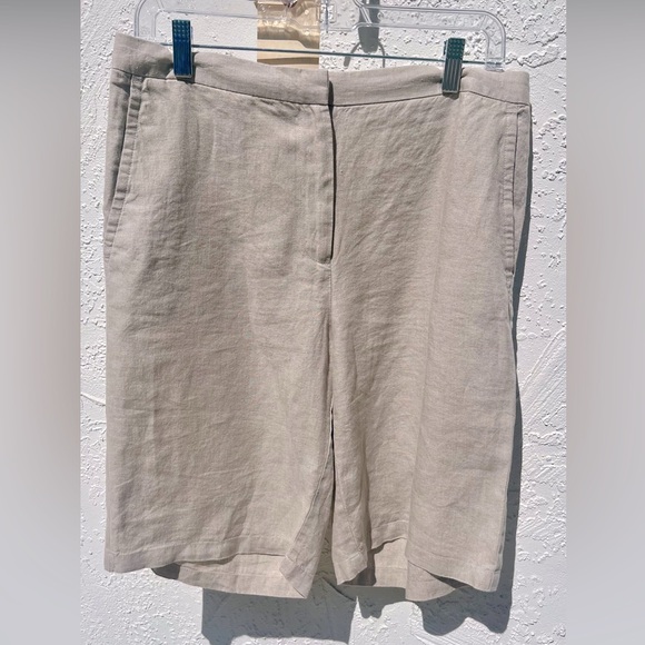 Eileen Fisher Linen Shorts, Size 8, Undyed Natural Colour, 100% Organic Linen - Picture 1 of 7